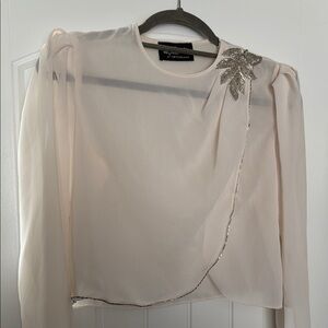 Ursula of Switzerland Cream Sheer Vintage 80’s Blouse